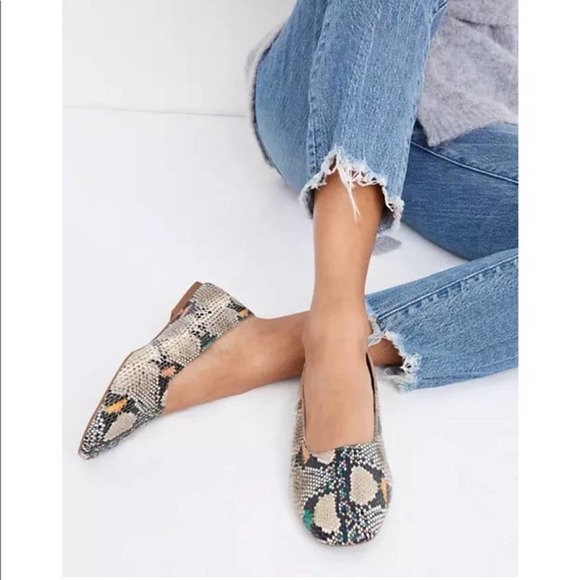 Madewell Shoes Cory Flat in Snake Embossed Leather - Picture 1 of 6
